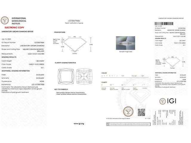 Diamant - 1.00 carat kussenvorm geslepen diamant (gecertificeerd) - afbeelding 3 van  4