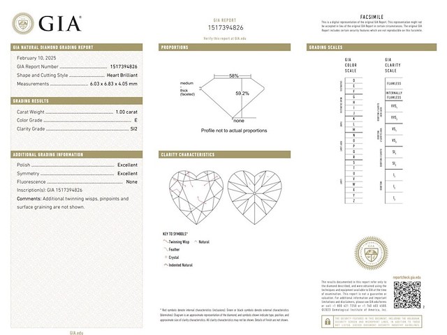 Diamant - 1.00 carat natuurlijke hart geslepen diamant (gia gecertificeerd) - afbeelding 3 van  7