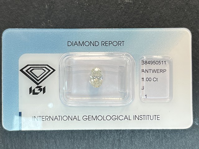 Diamant - 1.00 carat ovaal geslepen diamant (gecertificeerd) - afbeelding 2 van  2