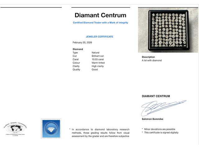 Diamant - 10.03 carat natuurlijke diamant - afbeelding 3 van  3