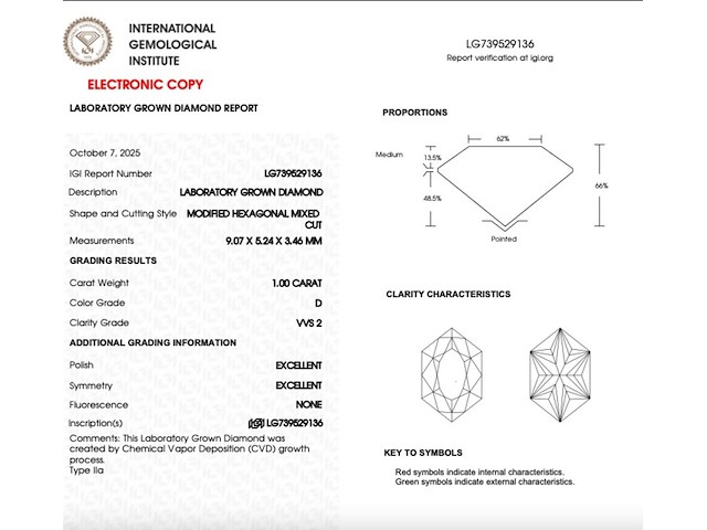 Diamant - 1.00ct dutch marquise cut ( igi gecertificeerd ) - afbeelding 4 van  4
