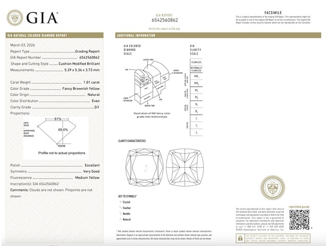 Diamant - 1.01 carat cushion geslepen diamant (gecertificeerd) - afbeelding 3 van  3