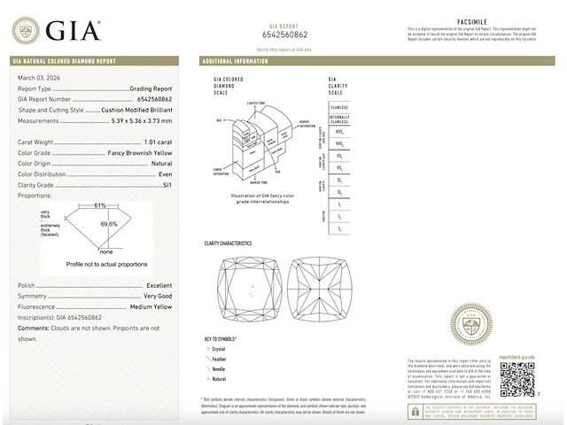 Diamant - 1.01 carat cushion geslepen diamant (gecertificeerd) - afbeelding 3 van  3