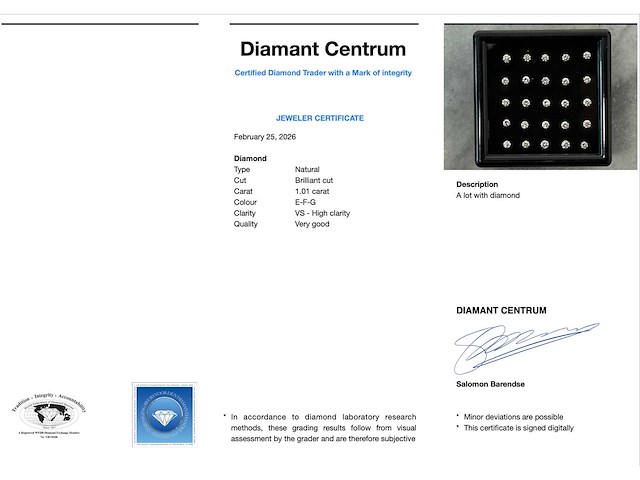 Diamant - 1.01 carat echte diamant - afbeelding 3 van  3
