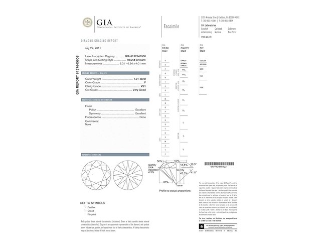 Diamant - 1.01 carat natuurlijke diamant (gecertificeerd) - afbeelding 3 van  6