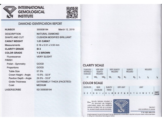 Diamant - 1.01 carat natuurlijke diamant (gecertificeerd) - afbeelding 2 van  4