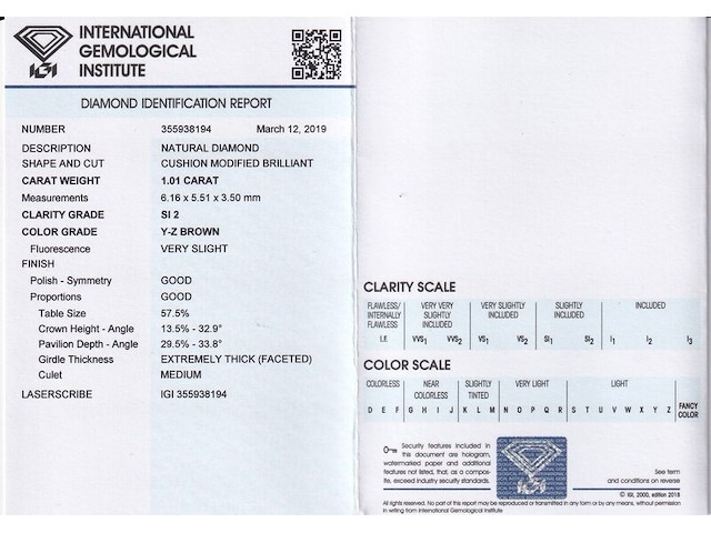 Diamant - 1.01 carat natuurlijke diamant (gecertificeerd) - afbeelding 2 van  4