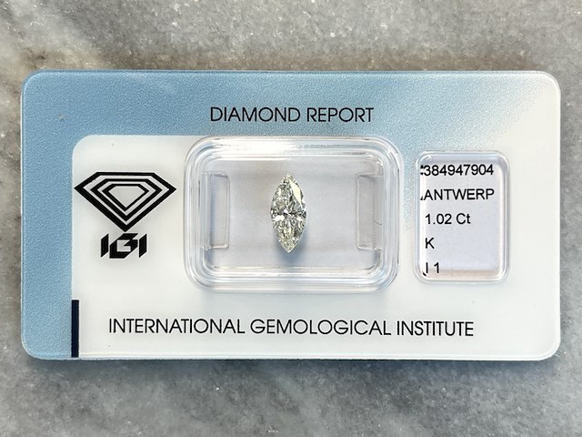 Diamant - 1.02 carat natuurlijke diamant (gecertificeerd) - afbeelding 1 van  3