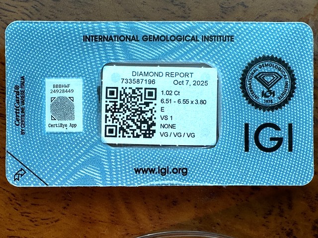 Diamant - 1.02 carat natuurlijke starcut briljant geslepen diamant (gecertificeerd) - afbeelding 2 van  5