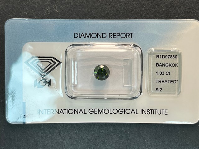 Diamant - 1.03 carat groene diamant (gecertificeerd) - afbeelding 2 van  3