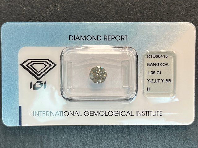 Diamant - 1.06 carat natuurlijk diamant (gecertificeerd) - afbeelding 1 van  3