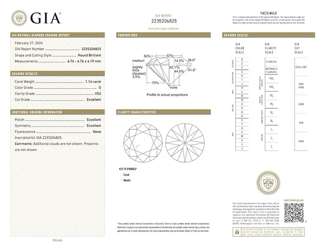 Diamant - 1.16 carat natuurlijke diamant (gecertificeerd) - afbeelding 2 van  4