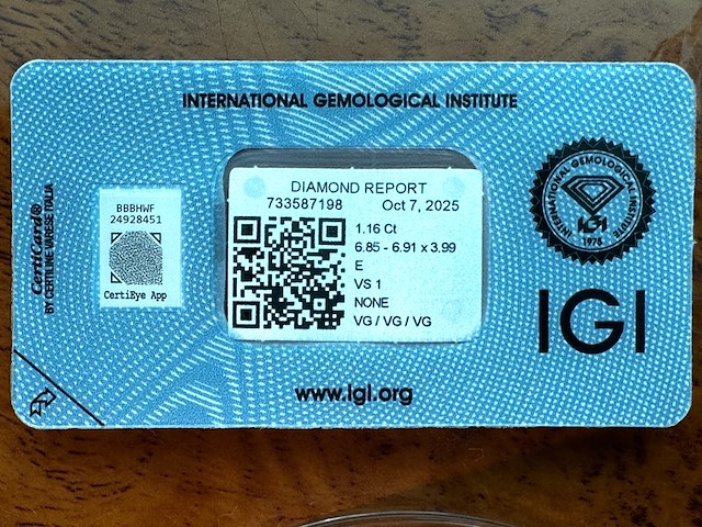 Diamant - 1.16 carat natuurlijke starcut briljant geslepen diamant (gecertificeerd) - afbeelding 2 van  5