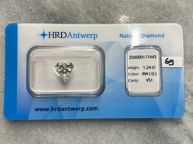 Diamant - 1.24 carat natuurlijke diamant (gecertificeerd) - afbeelding 2 van  3