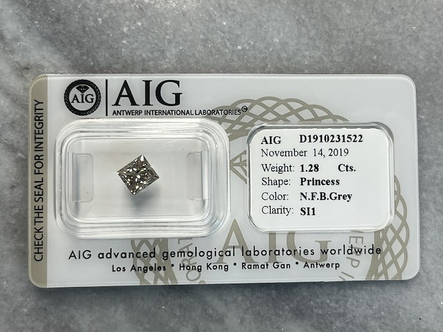 Diamant - 1.28 carat natuurlijke diamant (gecertificeerd) - afbeelding 1 van  3