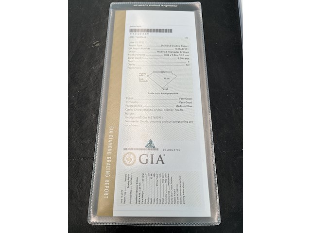 Diamant - 1.30 carat natuurlijke diamant (gecertificeerd) - afbeelding 4 van  6
