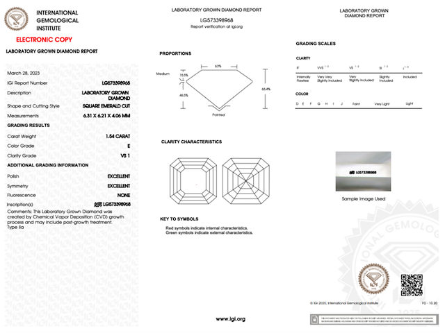 Diamant - 1.54ct asscher cut ( igi gecertificeerd ) - afbeelding 4 van  6