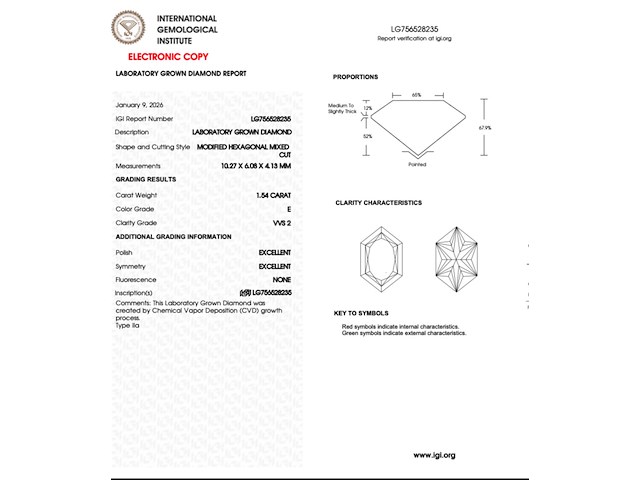 Diamant - 1.54ct dutch marquise cut ( igi gecertificeerd ) - afbeelding 3 van  4