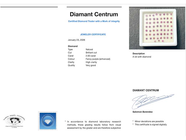 Diamant - 2.00 carat echte natuurlijke briljant geslepen diamant - afbeelding 3 van  3