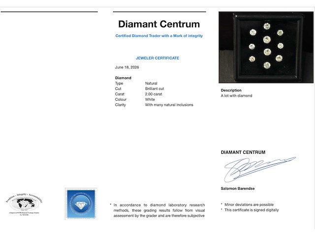 Diamant - 2.00 carat natuurlijke diamant - afbeelding 3 van  3
