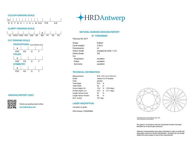 Diamant - 2.29 carat natuurlijke diamant (gecertificeerd) - afbeelding 3 van  5