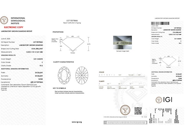 Diamant - 3.01 carat ovaal geslepen geslepen diamant (gecertificeerd) - afbeelding 4 van  4