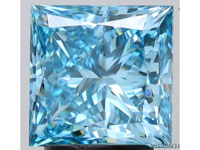 Diamant - 3.01 carat prinses geslepen diamant (gecertificeerd) - afbeelding 1 van  4