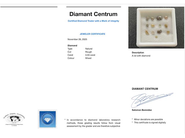 Diamant - 3.03 carat ruwe diamant van top kwaliteit - afbeelding 3 van  3