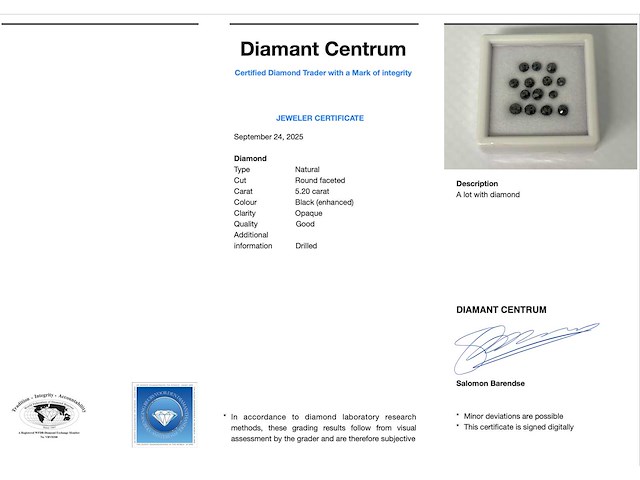 Diamant - 5.20 carat zwarte natuurlijke diamant - afbeelding 3 van  3