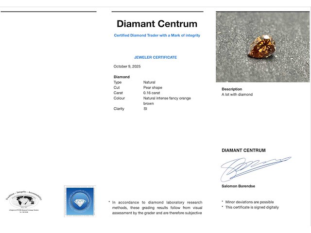 Diamant 0.16 carat natuurlijke diamant - afbeelding 3 van  4
