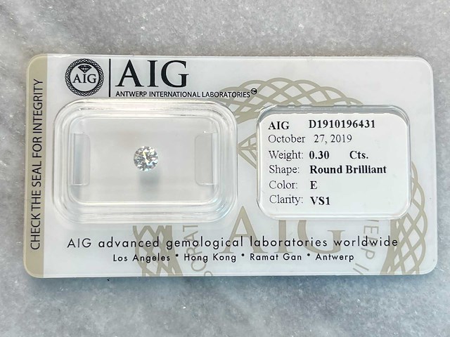 Diamant 0.30 carat natuurlijk gecertificeerd - afbeelding 2 van  3