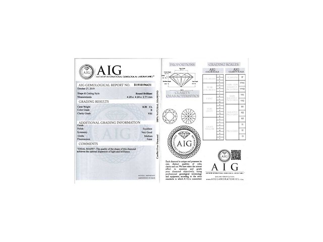Diamant 0.30 carat natuurlijk gecertificeerd - afbeelding 3 van  3