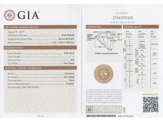 Diamant 0.30 carat natuurlijke diamant gecertificeerd - afbeelding 4 van  5