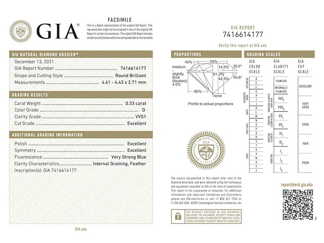 Diamant 0.33 carat echte diamant gecertificeerd - afbeelding 4 van  5