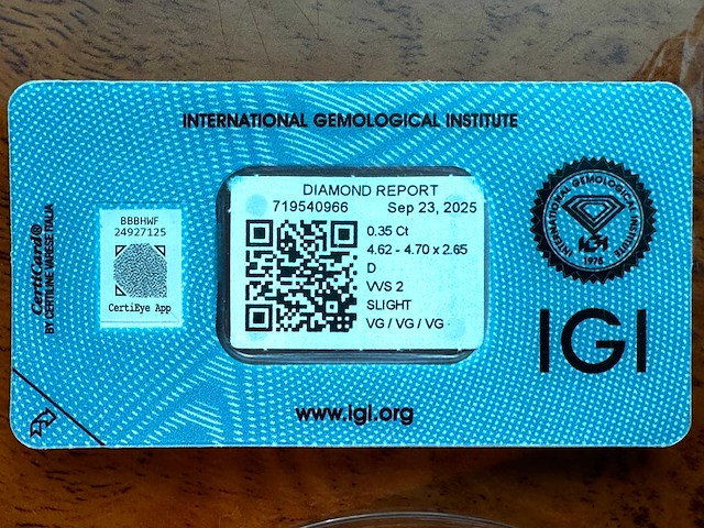 Diamant 0.35 carat echte natuurlijke starcut briljant geslepen diamant gecertificeerd - afbeelding 2 van  4