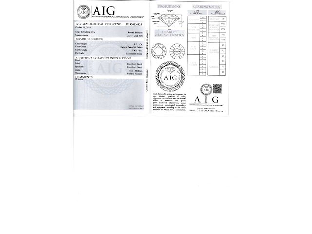 Diamant 0.52 carat briljant geslepen diamant gecertificeerd - afbeelding 3 van  4