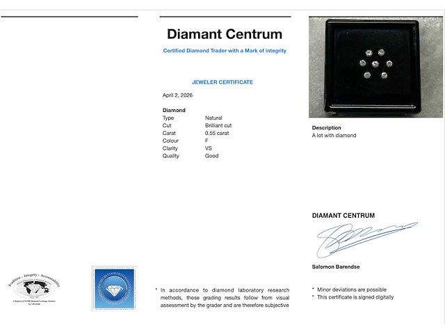 Diamant 0.55 carat - afbeelding 3 van  3