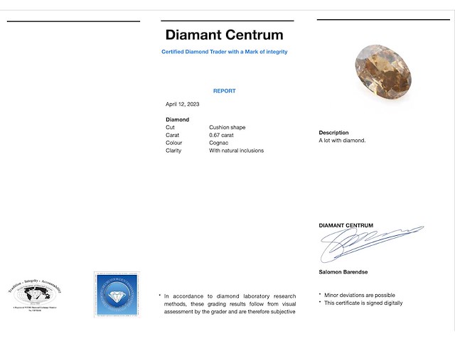 Diamant 0.67 carat gecertificeerd - afbeelding 3 van  4