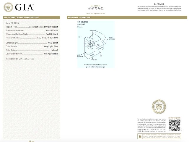 Diamant 0.72 carat echte fancy colour diamant gecertificeerd - afbeelding 3 van  6