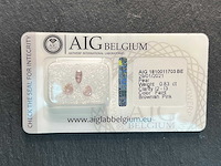 Diamant 0.83 carat natuurlijke roze diamant gecertificeerd - afbeelding 1 van  3