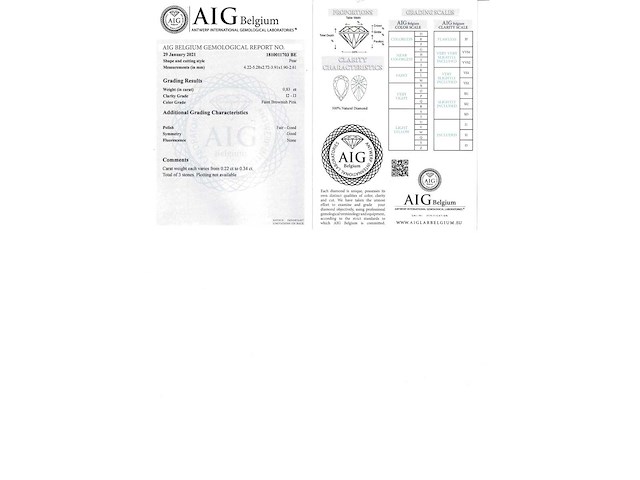 Diamant 0.83 carat natuurlijke roze diamant gecertificeerd - afbeelding 3 van  3