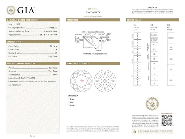 Diamant 1.00 carat briljant geslepen diamant met gia certificaat - afbeelding 3 van  4