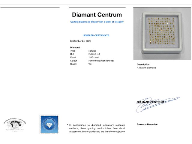 Diamant 1.00 carat echte natuurlijke diamant - afbeelding 3 van  3