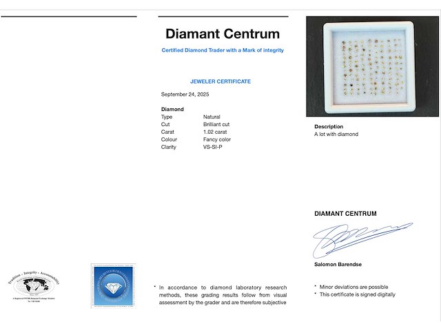 Diamant 1.02 carat natuurlijke diamant - afbeelding 3 van  3