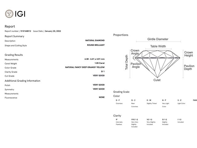 Diamant 1.05 carat echte fancy colour diamant gecertificeerd - afbeelding 3 van  5