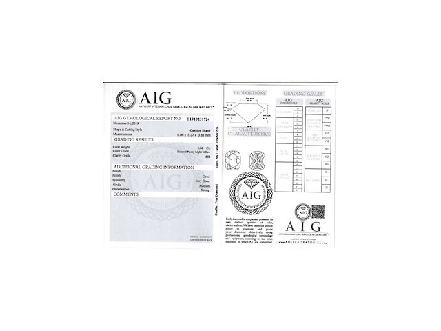 Diamant 1.06 carat natuurlijke diamant gecertificeerd - afbeelding 2 van  2