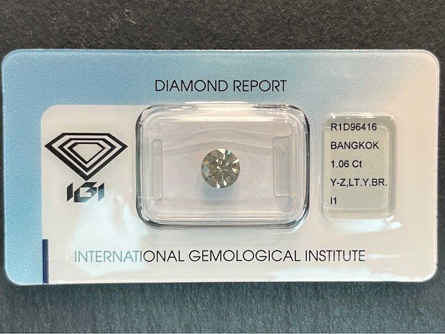Diamant 1.06 carat natuurlijke diamant gecertificeerd - afbeelding 1 van  4