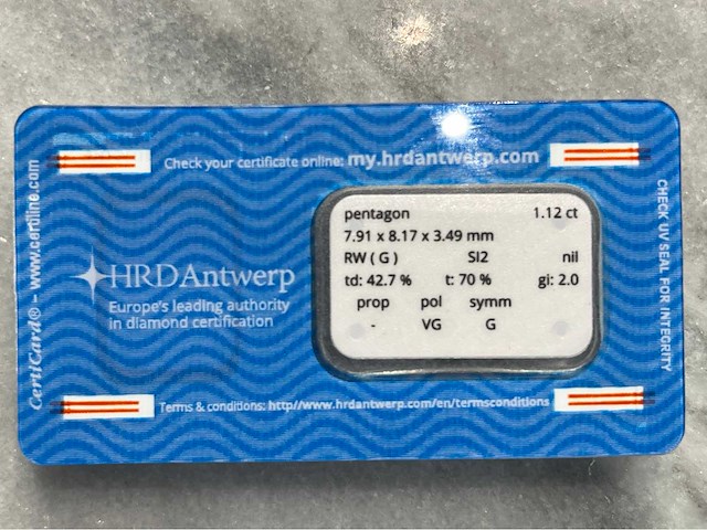 Diamant 1.12 carat natuurlijke diamant gecertificeerd - afbeelding 5 van  5
