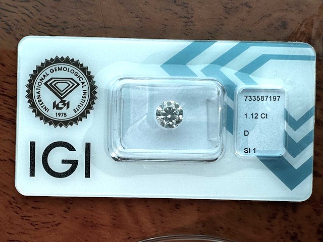 Diamant 1.12 carat natuurlijke starcut briljant geslepen diamant gecertificeerd - afbeelding 1 van  4