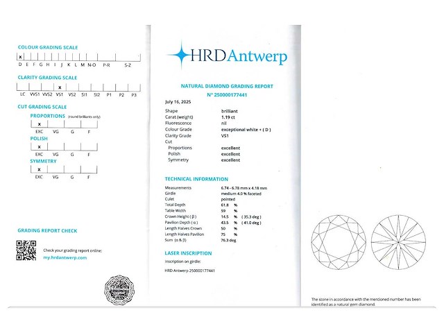 Diamant 1.19 ct - afbeelding 3 van  4